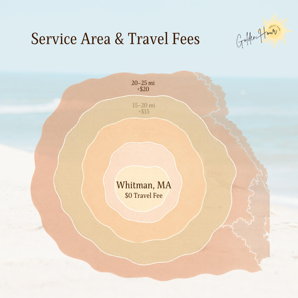 Golden Hour Mobile Spray Tan's Service Area & Travel Fees